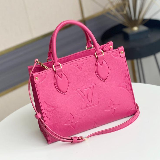 ONTHEGO MM 35CM PINK EMBOSSED GRAINED COWHIDE LEATHER