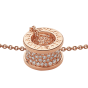 ZERO 1 PINK GOLD PENDANT NECKLACE WITH PAVED DIAMONDS