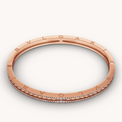 ZERO 1 SPIRAL AND PAVED DIAMOND PINK GOLD BRACELET