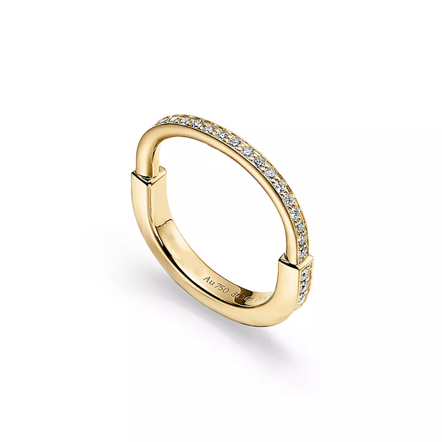 LOCK RING GOLD DIAMOND PAVED