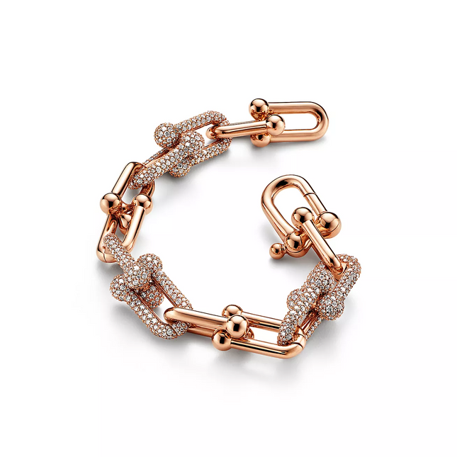 HARDWEAR LARGE LINK PINK GOLD PAVED DIAMOND BRACELET