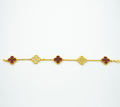 CLOVER BRACELET 5 MOTIFS CARNELIAN DIAMOND