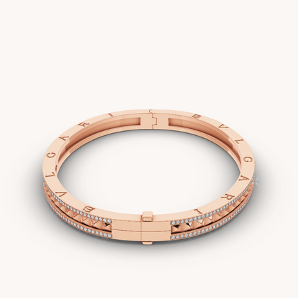 ZERO 1 SPIRAL AND PAVED DIAMOND PINK GOLD BRACELET