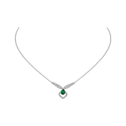 JOSEPHINE MALACHITE SILVER DIAMOND NECKLACE