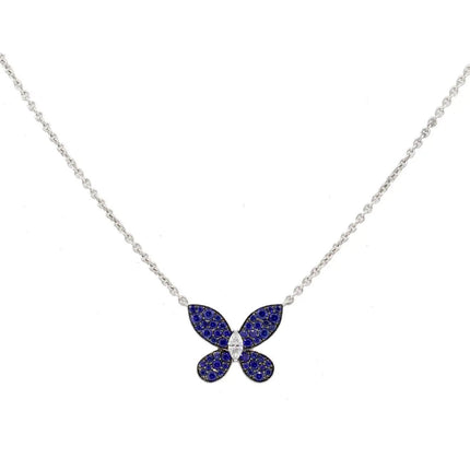 BUTTERFLY BLUE DIAMOND PAVED NECKLACE