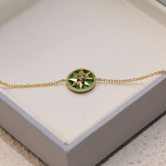 LUCKY STAR 1 DIAMOND GREEN GOLD BRACELET