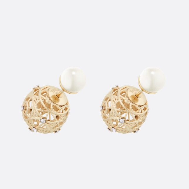 CD TRIBALES PEARL GOLD DIAMOND EARRINGS