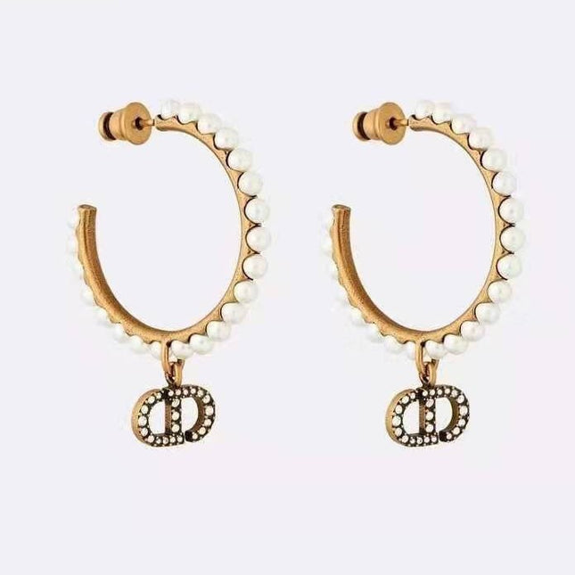 CLAIR CD LUNE PEARL GOLD DIAMOND EARRINGS