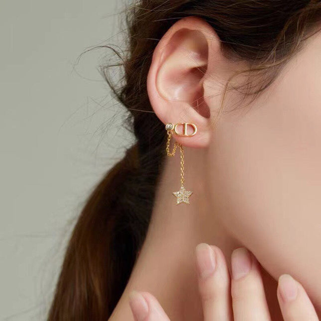 PETIT CD STAR GOLD DIAMOND EARRINGS