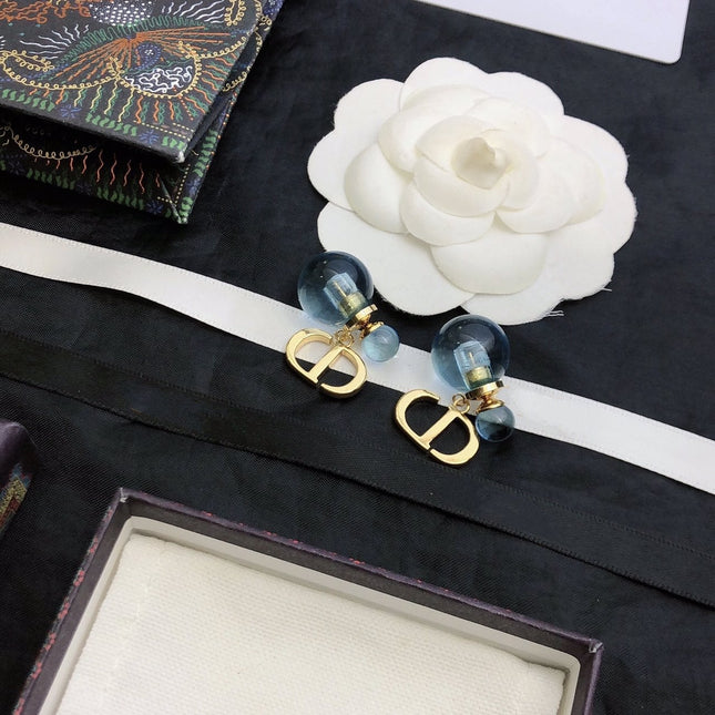 CD PEARL BLUE GOLD EARRINGS