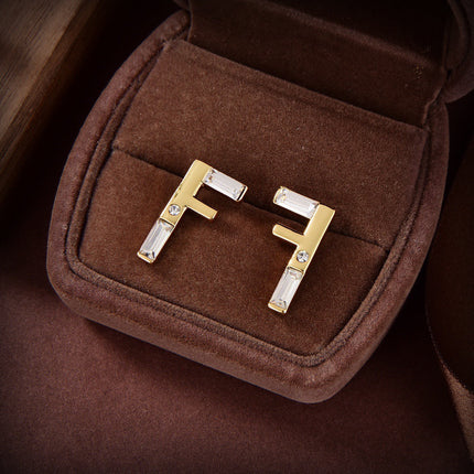 F FIRST EARRINGS GOLD DIAMOND