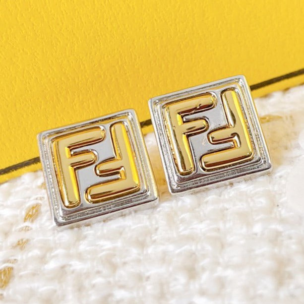 DOUBLE F EARRINGS SILVER GOLD