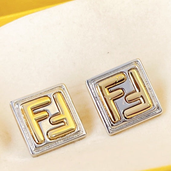 DOUBLE F EARRINGS SILVER GOLD