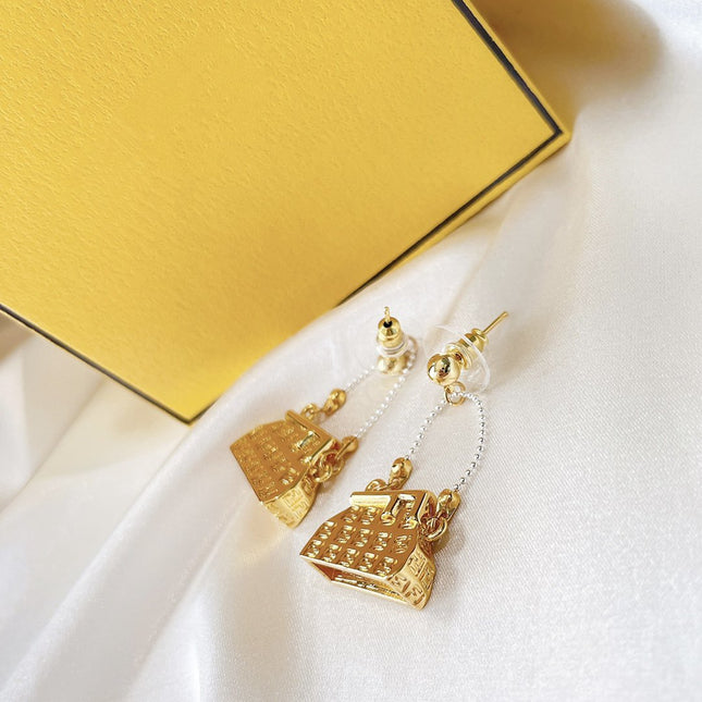 FF BAG GOLD EARRINGS