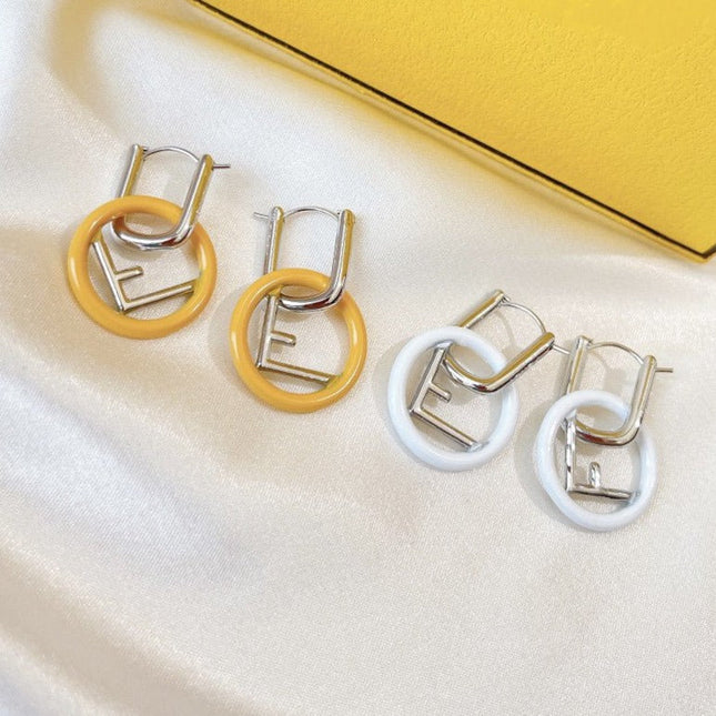 F LOGO SILVER EARRINGS