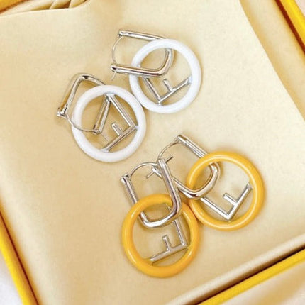 F LOGO SILVER EARRINGS