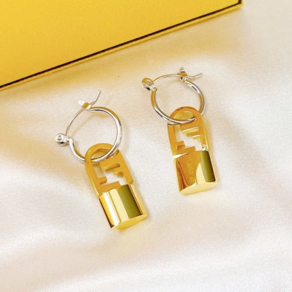 FF BUCKLE SILVER GOLD EARRINGS