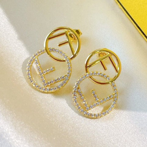 DOUBLE F EARRINGS GOLD DIAMOND