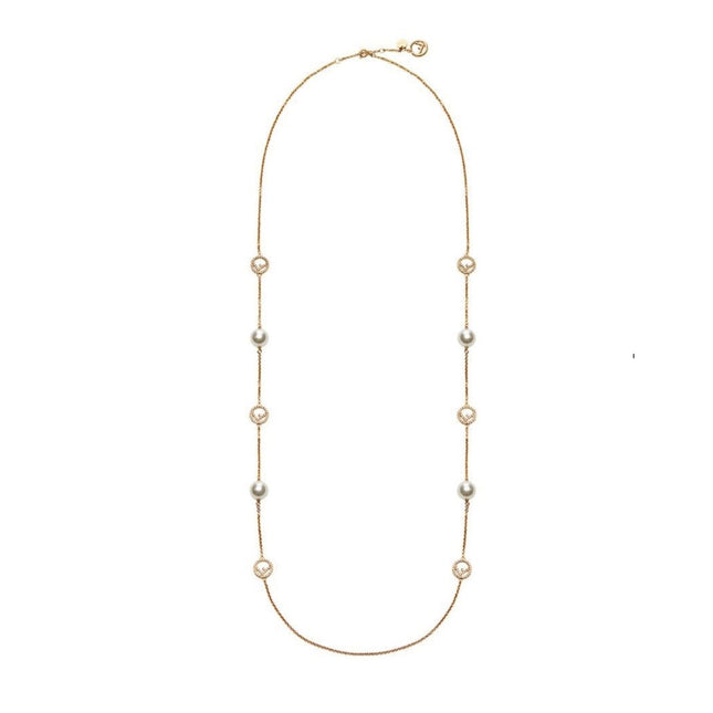 FF 6 MOTIF PEARL GOLD DIAMOND NECKLACE