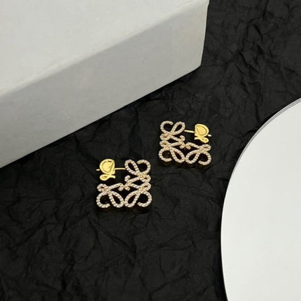 PAVED ANAGRAM MINI GOLD EARRINGS