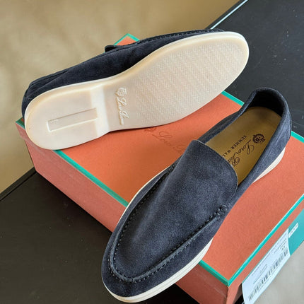 Loro Piana Suede Summer Walk Loafers Navy