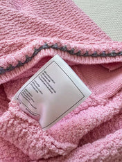 Chanel 25P Long-Sleeve Top Pink Tweed Pearl Buttons