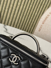 25P VANITY 17 CAVIAR WITH HANDLE METAL IN BLACK CALFSKIN SILVER HARDWARE