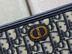 OBLIQUE BOOK TOTE 26 IN DARK BLUE MONOGRAM JACQUARD