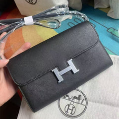 CONSTANCE SHOULDER BAG  IN BLACK CALFSKIN