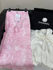 CC WIDE LEG PANTS IN PINK FLORAL SILK