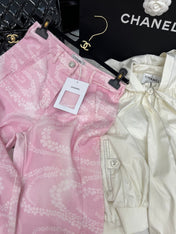 CC WIDE LEG PANTS IN PINK FLORAL SILK