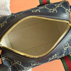 GG TOP HANDLE BAG 20 IN DARK BLUE DENIM MIX CALFSKIN