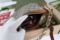 GG SHOULDER BAG 25 IN DARK BEIGE MONOGRAM CANVAS MIX CALFSKIN