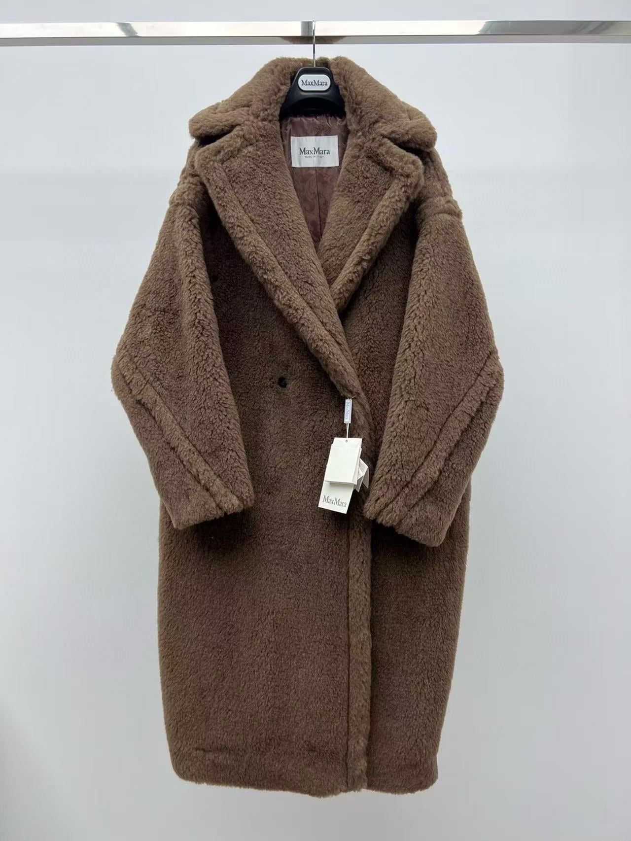 MAX MARA LONG COAT IN BROWN FUR