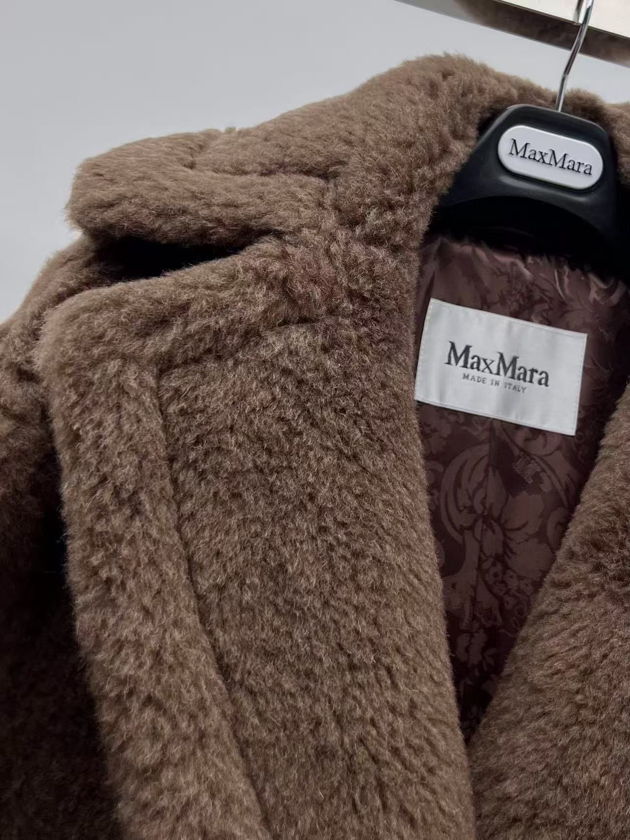 MAX MARA LONG COAT IN BROWN FUR