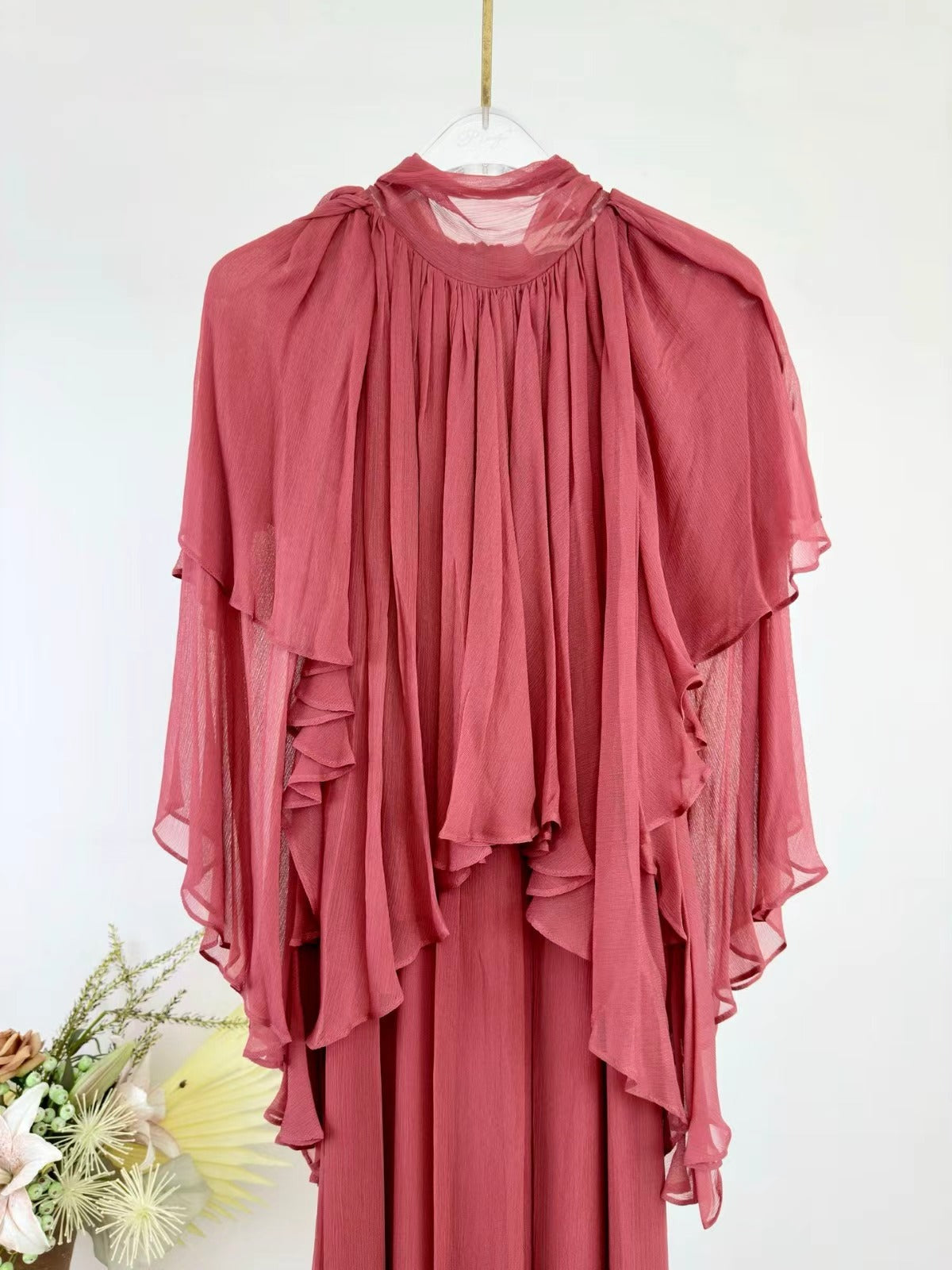 ZIMMERMANN FLOWING LAYERS DRESS IN RED VISCOSE