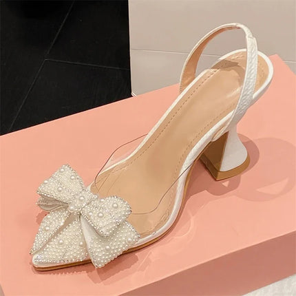 Eilyken Butterfly-Knot PVC Transparent Heels - Pointed Toe Mules