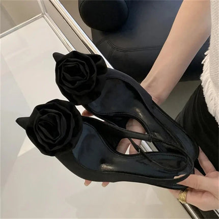 Eilyken Silk Slingback Floral Heels - Pointed Toe Pumps