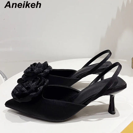 Aneikeh Floral Pointed Toe Stilettos - Elegant Pumps