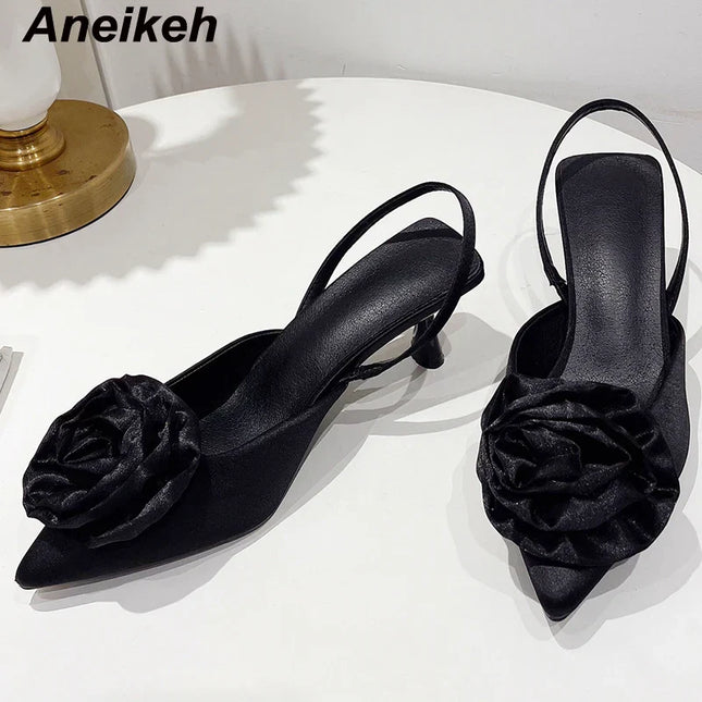 Aneikeh Floral Pointed Toe Stilettos - Elegant Pumps