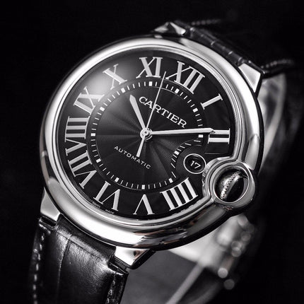 BALLON BLEU 42 BLACK DIAL LEATHER BRACELET