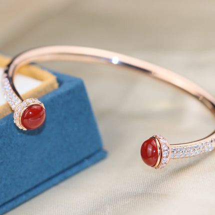 POSSESSION PINK GOLD CARNELIAN DIAMOND OPEN BRACELET