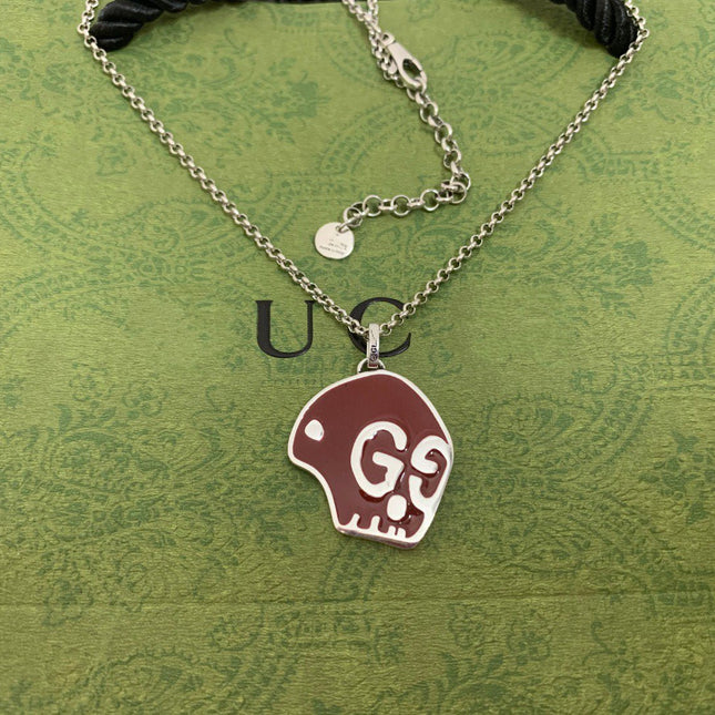 GG SKULL RED ENAMEL NECKLACE