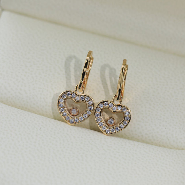 HAPPY HEART PINK GOLD EARRINGS DIAMOND