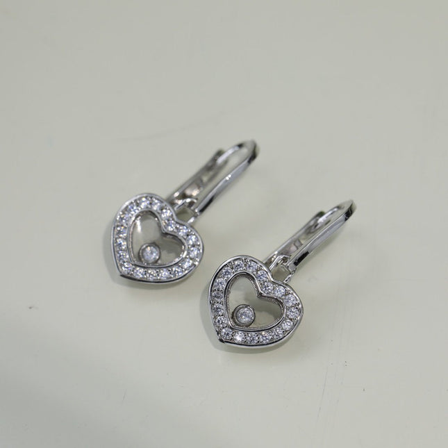 HAPPY HEART SILVER EARRINGS DIAMOND