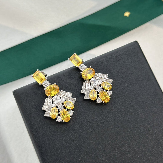 GRA SILVER YELLOW DIAMOND EARRINGS