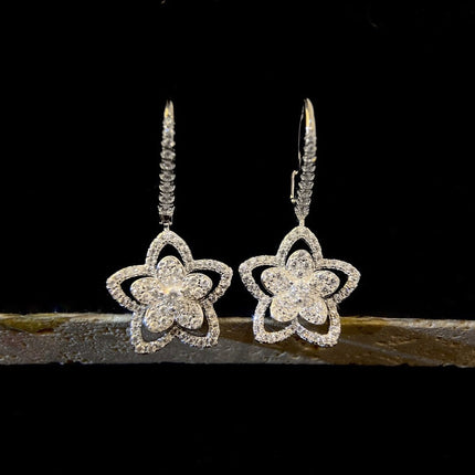 WILD FLOWER SILVER DIAMOND EARRINGS