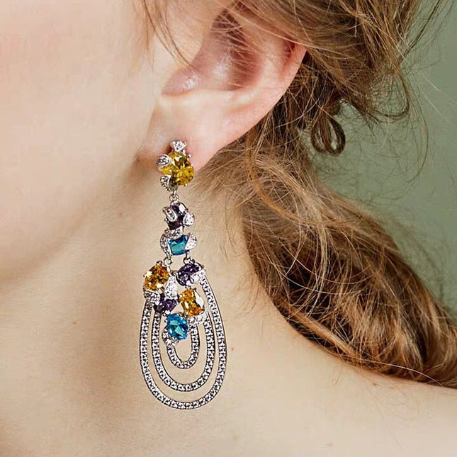 GRA MULTICOLOR DIAMOND DROP EARRINGS