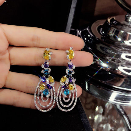 GRA MULTICOLOR DIAMOND DROP EARRINGS