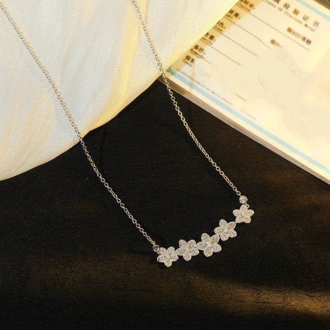 WILD FLOWER SILVER DIAMOND LINE NECKLACE